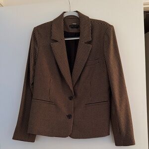 Alice + Olivia Houndstooth Blazer in Brown and Black